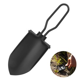 Folding Shovel, Folding Scoop, Portable Mini Folding Shovel, Gardening, Outdoor, Small Shovel, For Cars, Multifunction, Weeding, Stereo Steel, Small, Includes Protective Case (Black)
