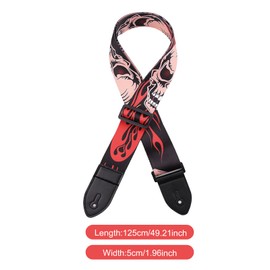 Zimoer Adjustable Guitar Strap, Bass Strap, Adjustable Guitar Strap with Leather End, Cool Design Guitar Belt, Adjustable Soft Shoulder Strap for for Bass, Electric, Acoustic Guitars (Red)