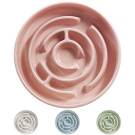 Ceramic Slow Feeder Dog Bowl,1.5 Cups Pet Slow Feeder for Small and Medium Breed,Puzzle Dog Food Dish,Anti-Gulping,Stop Bloat,Preventing Choking(Pink)