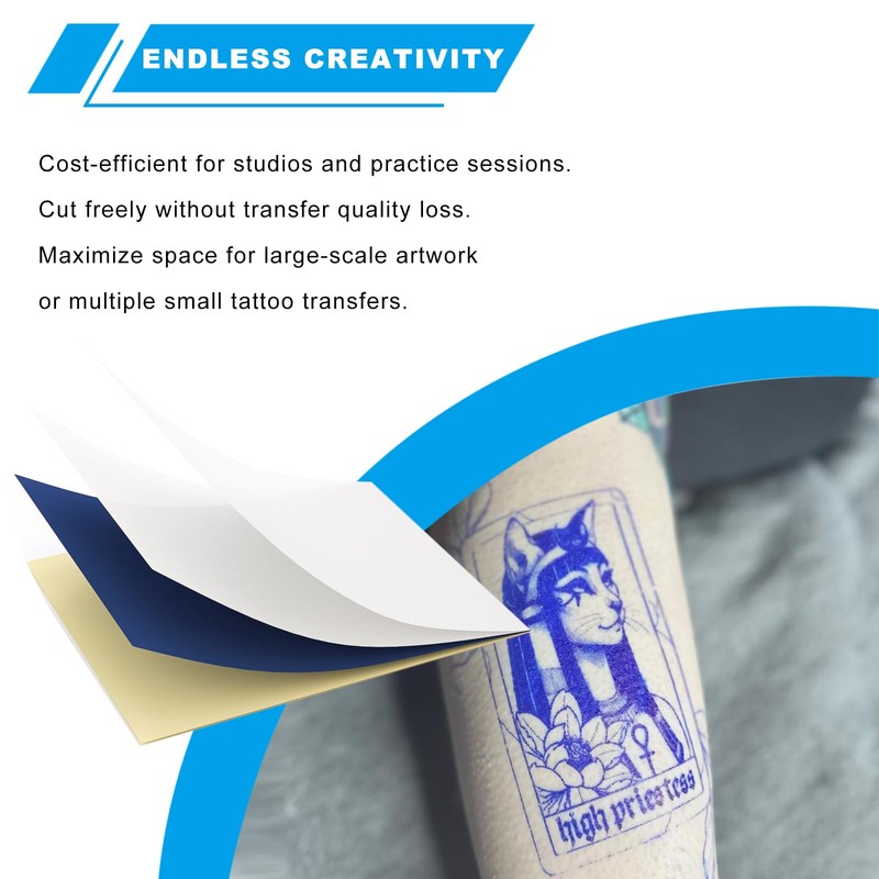 Tattoo Transfer Paper 100 Sheets, Thermal Stencil Paper for Tattooing
