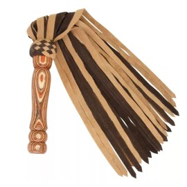 Bullwhipsquadron 2-Pack Genuine Leather Whip Set Heavy Duty Brown Flogger & Black/Yellow