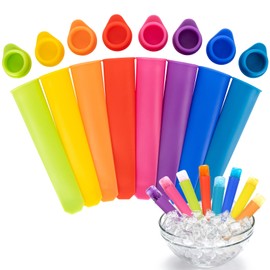 RAINFLOW 8 PCS Silicone Popsicle Molds-Silicone Ice Pop Molds for Kids,Reusable Popsicle Tubes with Lids & Drip-Free Design,Perfect for Homemade Yogurt Sticks, Juice, Ice Candy, Snacks.