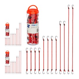 Relaxdays Tensioning Elastic Straps with Hooks, Set of 12, Bicycle Rubber Tensioner, Luggage Rack, 4 Sizes, Universal Luggage Straps, Red