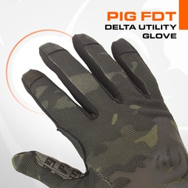 PIG Delta Utility Tactical Gloves, Touchscreen Compatible, High Dexterity, for Shooting, 1 Pair, Multicam Black, X-Large