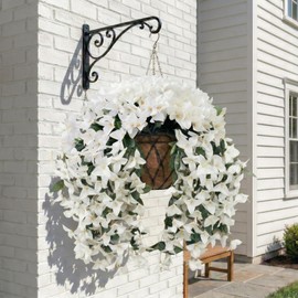 capirosa Artificial Flowers for Outdoors Fake White Bougainvillea Hanging Flower Decoration, 2Pcs Realistic Faux Silk Plants Long Trailing Vines, Spring Decor for Porch Patio Balcony Planter Yard