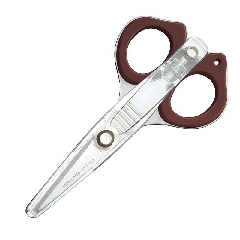 Kokuyo P400S Compact Clipy Brown Scissors