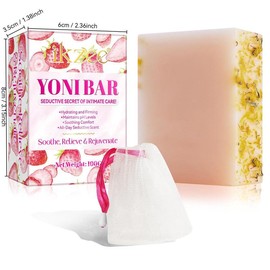 Strawberry Flavor Yoni Bar Soap for Private Parts Care, 1 Count Moisturizing Body Wash Soap with Random Color Foaming Net, Body Care Product for Women, Christmas Gift