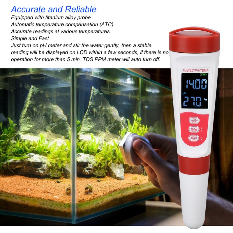 Water Quality Tester 4 in 1 PH TDS EC TEMP