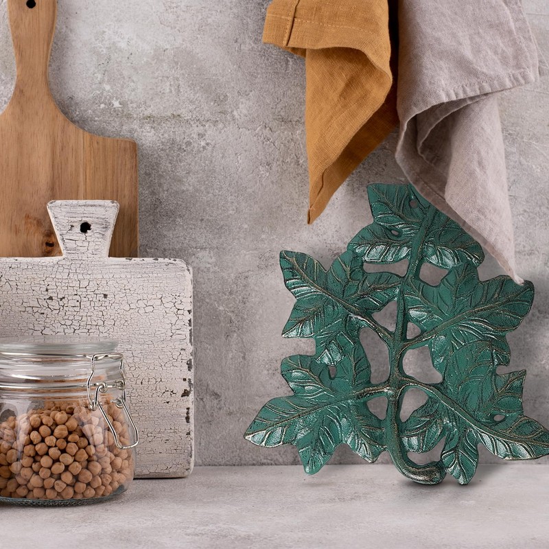 DreamsEden Cast Iron Trivet, Decorative Leaf Metal Trivets Rustproof Holder