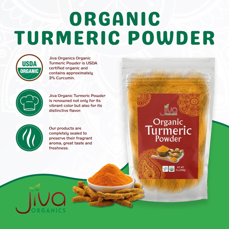 Jiva Organic Turmeric Powder 7 oz - Packaged in Resealable