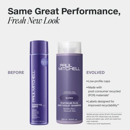 Paul Mitchell Platinum Plus Deep Violet Shampoo, Banishes Brass + Intensely Tones, Ideal for Blonde, Highlighted, Gray or Silver Hair, 33.8 fl oz