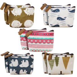 Pack of 10 Mini Canvas Wallets, Mini Bag with Zip, Small Wallet, Portable Coin Purse, Small for Coins, Cards, Keys, multi-coloured, mini wallet canvas