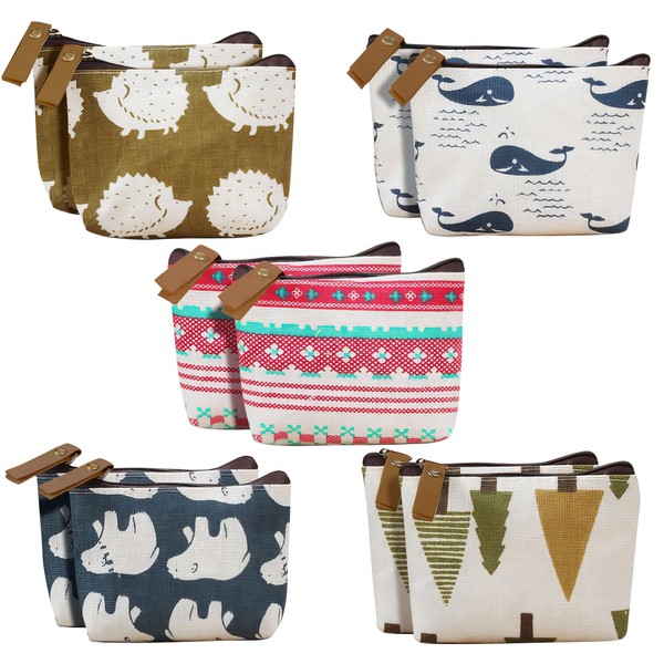 Pack of 10 Mini Canvas Wallets, Mini Bag with Zip,