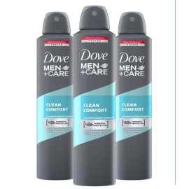 Dove Men+Care Clean Comfort Antiperspirant Deo Spray - 250 ml (8.4 oz) - 3 Pack