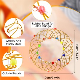 2 Pieces Mandala Flower Basket Toy Flexible Iron Basket Toy Handmade Wire Creative Toy Magic Loops Wire Fidget Toy Funny Rotating Toy for Teens Christmas Winter Party Favors (Purple, Gold)