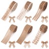 6 Rolls Wired Burlap Ribbon, Natural Jute Mesh Lace Ribbon