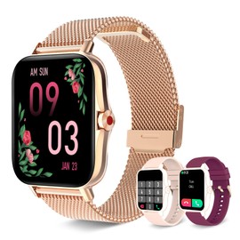 Iaret Smartwatch Damen, Smartwatch mit Telefonfunktion 1.7" HD Display Wasserdicht Armbanduhr mit Herzfrequenz Schlafmonitor Menstruationszyklus SpO2 Schrittzähler