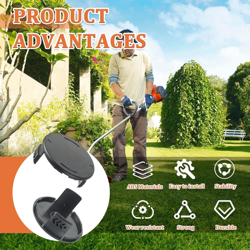 JAMHER Pack of 2 Lawn Trimmer Spool Cap, Cordless Lawnmower