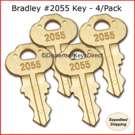Bradley #2055 Key  - (4/pk.) for Paper Towel, Toilet Tissue & Liquid Soap Disp.