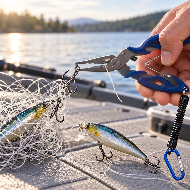 Stainless Steel Fishing Pliers for Line Cutting – Compact Hook
