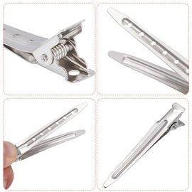 24 Pcs Metal Duck Billed Hair Clips Silver for Styling Sectioning Alligator Curl Bill Clips with Holes