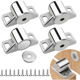 Pack de 4 cierres magnéticos magnéticos para armario, color plateado, para puerta, cierre magnético, cierre magnético
