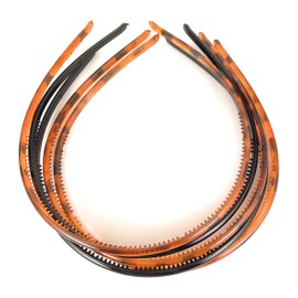 Brown Black set of 5 headbands pack plastic thin skinny narrow grip teeth headband 3/16 inch wide headbands