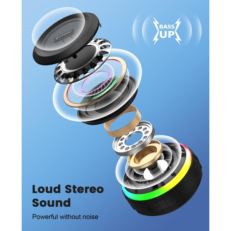 Kunodi Bluetooth Shower Speaker with IPX7 Waterproof, Portable wireless speaker