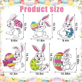 Easter Yards Signs Outdoor Bunny Lawn Signs with Stakes Bunny Eggs Garden Sign Plastic Rabbit Yards Stakes Easter Lawn Yard Decorations for Spring Yard Lawn Garden Home Party Decor, 6 Pcs