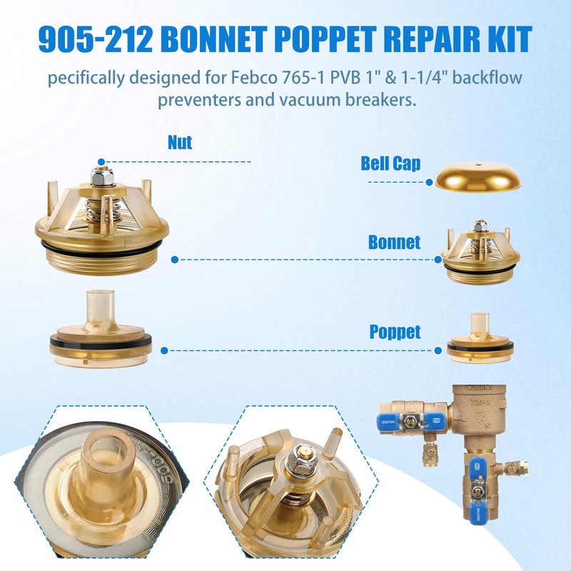 Houoto 905-212 Bonnet and Poppet Repair Kit for Febco 765-1