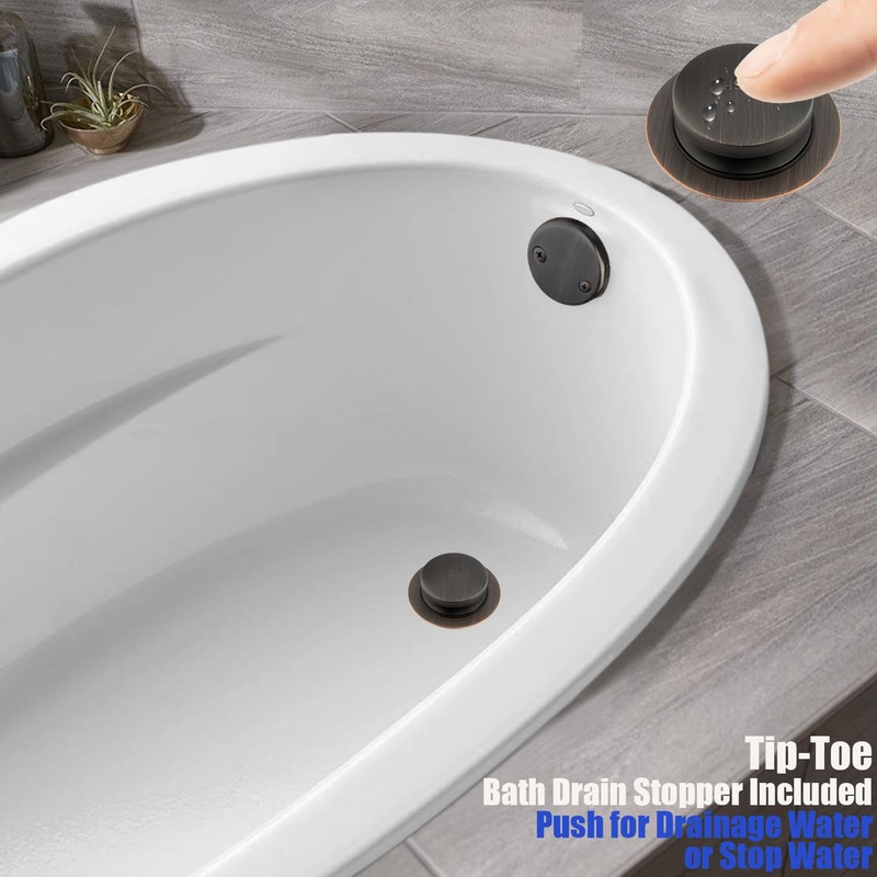 Artiwell 1-1/2" Black Tubular Bath Drain Kit with Tip-Toe Bath