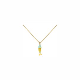 LIU JUN Movable 3D Articulated Fish Necklace, Gold Pave Fish Pisces Sea Lover Lucky Fish Pendant Necklaces For Women Men Summer Beach Trendy Jewelry Gifts (Baby Blue)