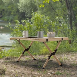 Wakeman Foldable Camping Table Roll Up Folding Table Easy Assembly Portable Picnic Table with Carry Bag Indoor or Outdoor Low Height Travel, Party or Beach Table Outdoors