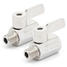 U.S. Solid 1/4" 304 Stainless Steel Mini Ball Valve with Stainless Handle Female × Male NPT Thread 2PCS