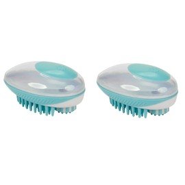 Dog and Cat Grooming 2 in 1 Ergonomic Bath Brush Saves Time and Shampoo while Massaging and Deshedding Pets (2 Bath Brushes)