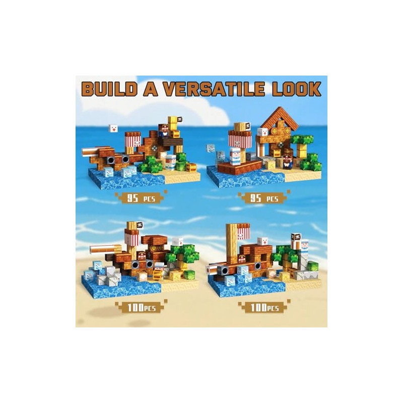 Magnetic Blocks 100PCS Pirate Ship | STEM Educational Building Toys