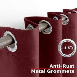 Ample Décor 100% Polyester Blackout Curtains 1 Panel Grommet Thermal Insulated, Noise Reducing - for Bedroom, Living Room, Nursery Room - Maroon - 46 X 95 Inch