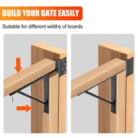 Mofeez Gate Corner Brace Bracket No Sag Kit for Shed Doors Driveway Gates Corral Gates Wood Windows (with Gate Latch)