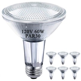 MISDOOD PAR30 Long Neck Halogen Bulbs, 120V 60W PAR30 Flood Light Bulb, Dimmable, E26 Medium Base, 2700K Warm Lighting, 3000 Hours for Recessed Light Bulb, 6 Pack