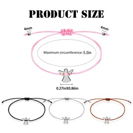 XFSRG 4 Stück Schutzengel Armband Set aus Edelstahl für Damen und Herren Freundschaftsarmband Glücksarmband Verstellbar Modisches Design (Silber)