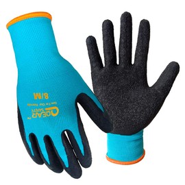 QEARSAFETY 3 Pairs Gardening Work Gloves, Women Small Hands, Knitted Nylon Liner, Textured Latex Rubber Palm Coated For Nice Grip, And Water/Mud/Dirty Proof, Fit To Hand, Lady 7/Small