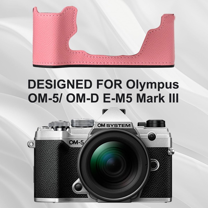 Rieibi PU Leather Half Case for Olympus OM-5/Olympus OM-D E-M5