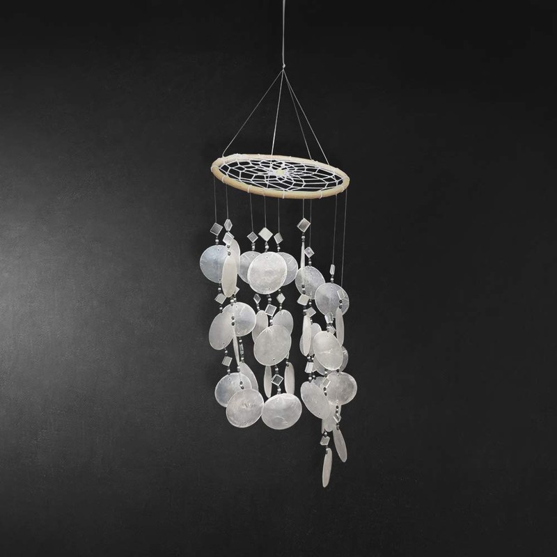 VIE Naturals Windchime 45 cm Hanging Height, White Capiz Shells