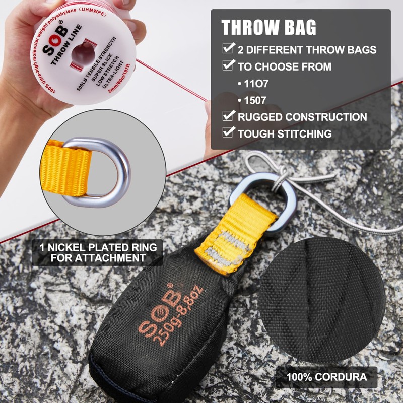 Arborist Throw Line Kit with 197ft Slick Rope & Throw