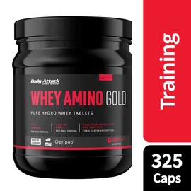 Body Attack Whey Amino Gold 325 Tabletten - Made in Germany - Molkenprotein in Tablettenform (14g Whey Protein pro Portion) mit essentiellen Aminosäuren (3.100mg BCAAs), für alle Sportler & Athleten