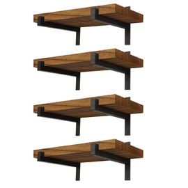 EZYDECOR 8 Packs Heavy Duty Shelf Brackets Wall Mounted Industrial Metal Shelving Support with Lip for DIY Open Shelving (Black) 12"