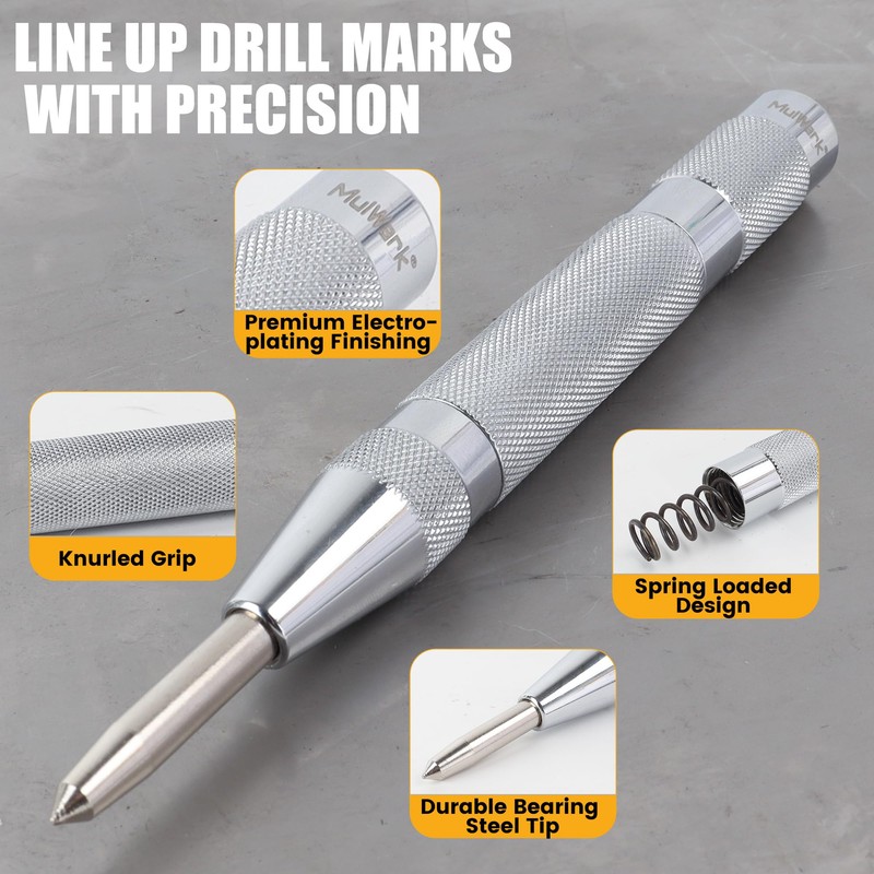 MulWark 6" Automatic Center Punch for Metal - Spring Loaded