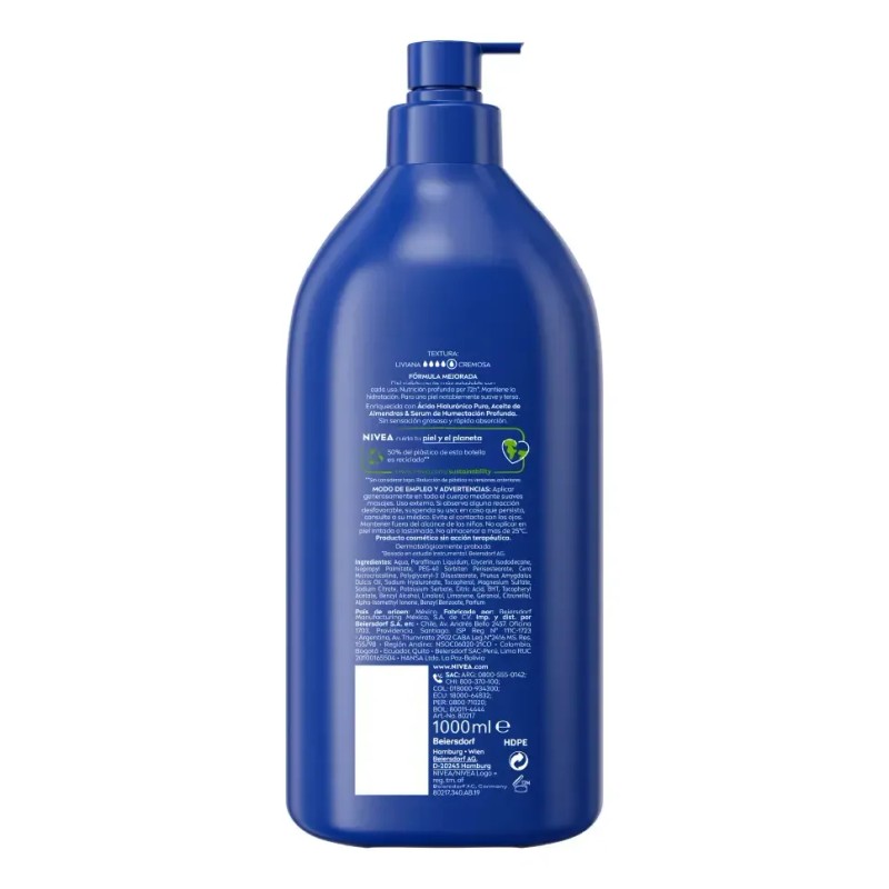 Nivea Milk Nutritiva crema corporal 1 L nutrición para piel
