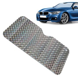 Merdege Car Shade, Heat Insulation Reflector, Sunshade for Windshield, Universal Foldable Vehicle Front Window UV Rays Protection for Sedan Car (Silver #55In x 27.5In)