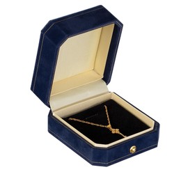 Necklace Box Velvet Pendant Gift Box Long Chain Jewelry Display Boxes Earring Bracelet Storage Case for Wedding Engagement (Blue)